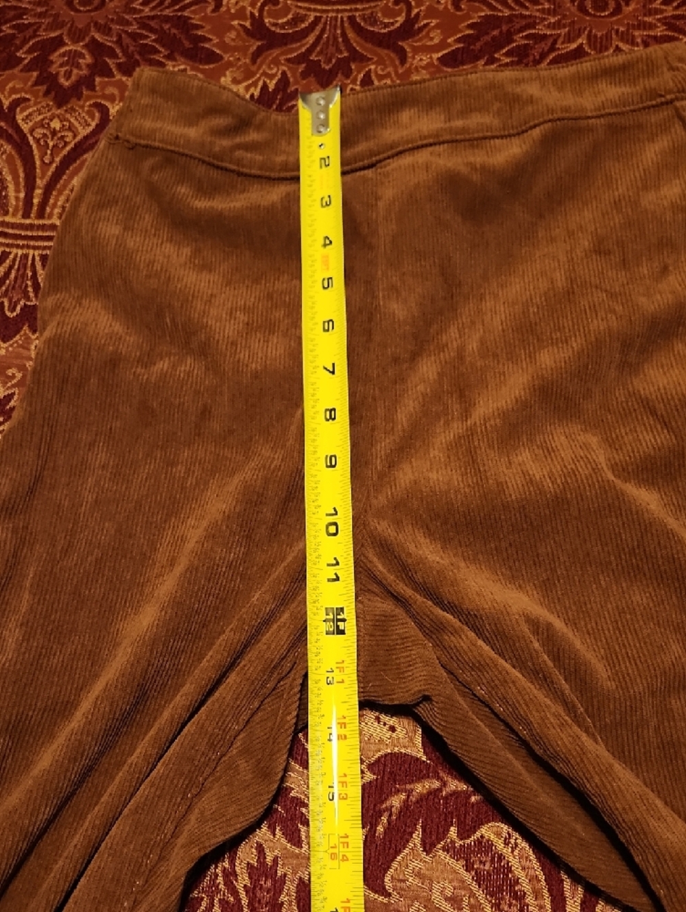Windsor Brown/Cognac Hi-Rise Corduroy Flare Pants, Retro Look, Small - Picture 10 of 13